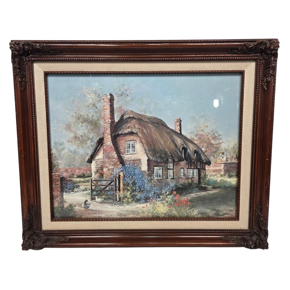 Marty Bell Little Tulip Thatch Art Print 309/500 Brown Framed Signed Landscape